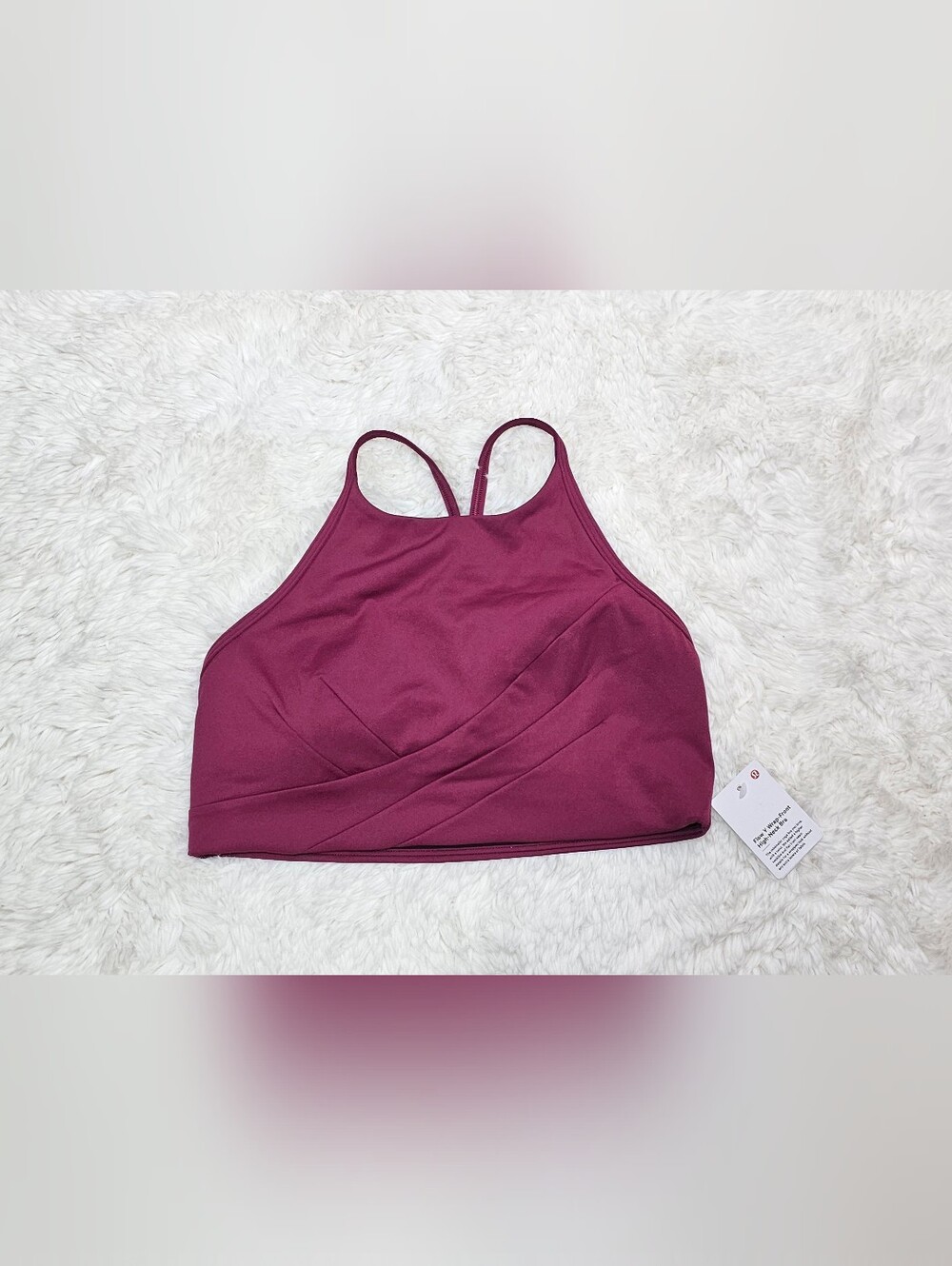 NWT Lululemon Flow Y Wrap-Front High-Neck Bra - Deep Plum / Magenta (Size 8)